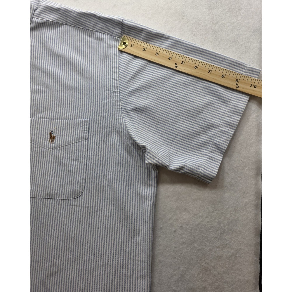 Ralph Lauren Blake Men's Light Blue Gingham Pinstripe Short Sleeve.Shirt. Size L - Picture 5 of 7
